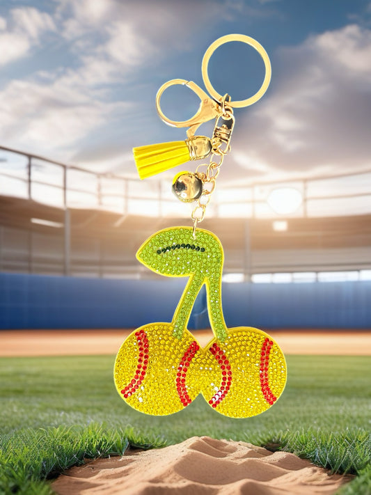 Softball Cherry Keychain