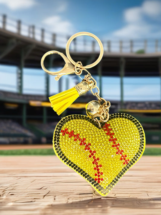 Softball Heart Keychain